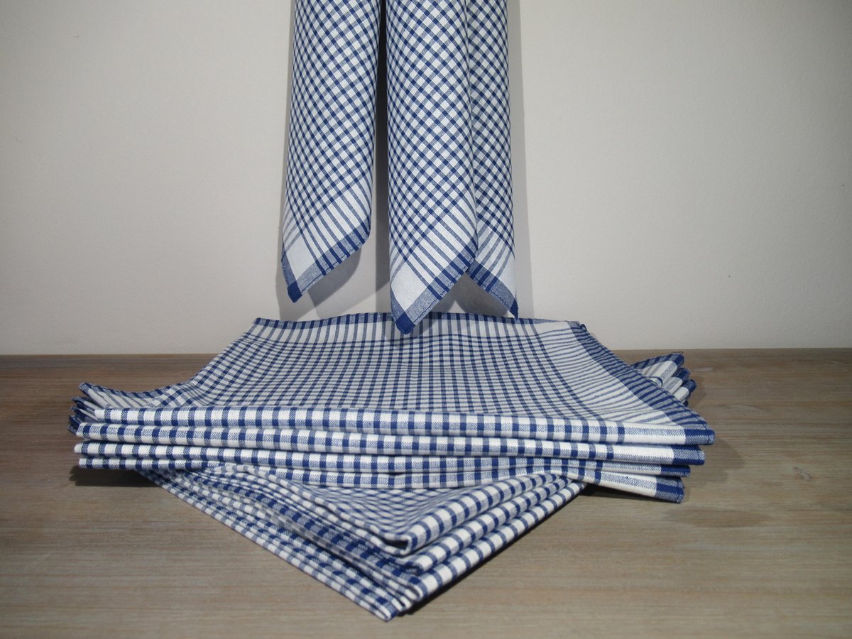 Goedkoopste XXL WERKZAKDOEKEN KLEINE RUIT BLAUW 50X50CM 100 KATOEN