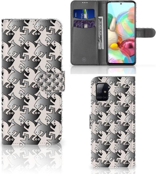 Wallet Book Case Samsung Galaxy A71 Smartphone Hoesje Salamander Grey