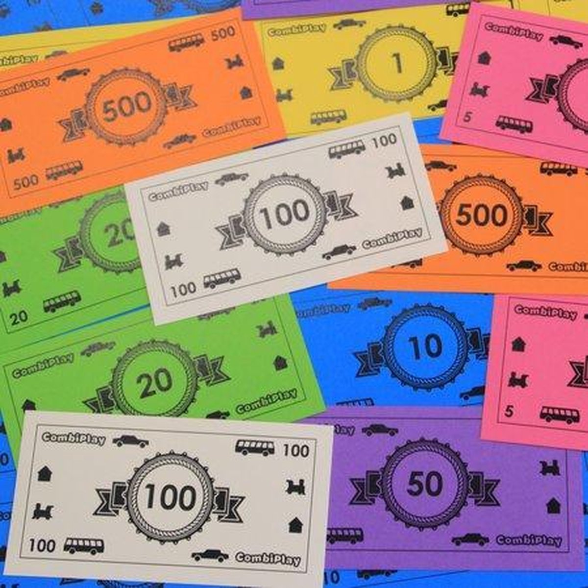 Set Speelgeld voor Monopoly en Andere Bordspellen - 210 Biljetten - Verschillende Waarden - Combiplay
