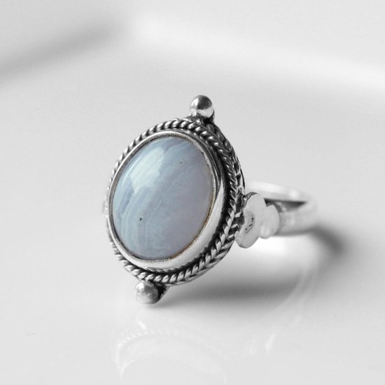 Natuursieraad - 925 sterling zilver blue lace agaat ring maat 18.25 -  edelsteen sieraden | bol.com