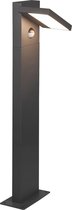 LED Tuinverlichting met Bewegingssensor - Staande Buitenlamp - Trion Ihson - 8W - Warm Wit 3000K - Draaibaar - Rechthoek - Mat Antraciet - Aluminium - BSE