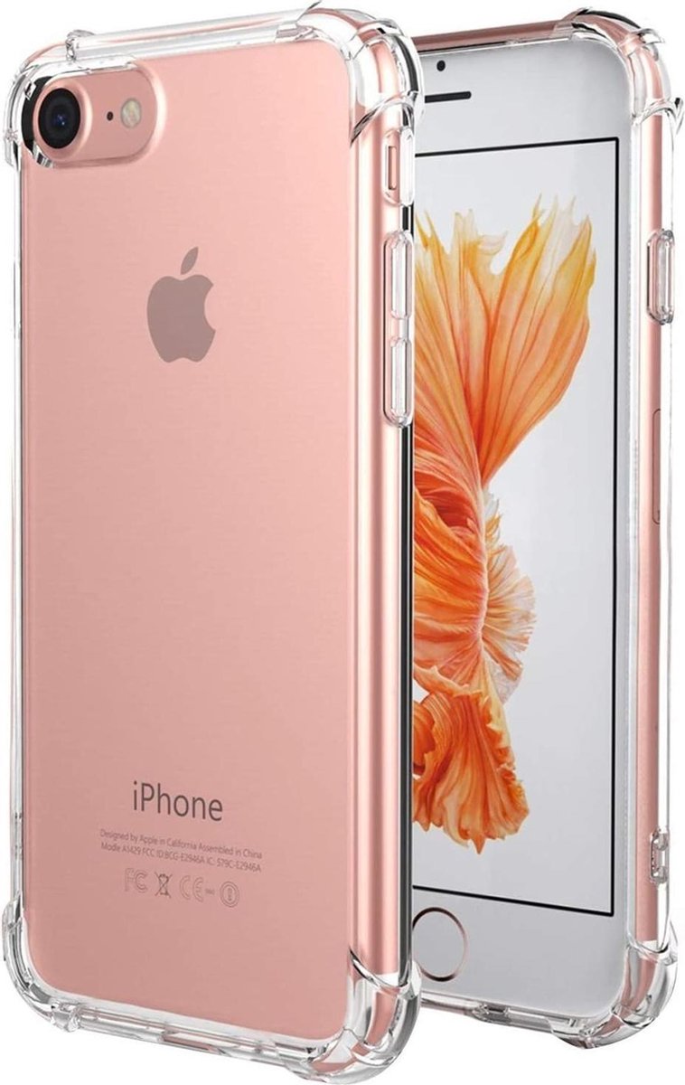 Ceezs Telefoonhoesje geschikt voor Apple iPhone SE (2022 / 2020) / iPhone 7/8 - silicone shockproof case - optimale bescherming - backcover - transparant + glazen screenprotector