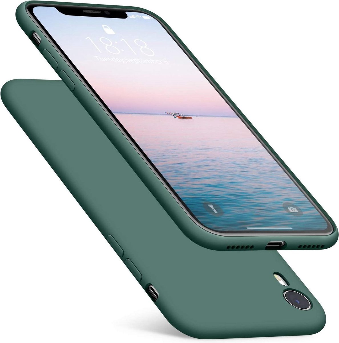 Ceezs telefoonhoesje geschikt voor Apple iPhone Xr hoesje siliconen - backcover - optimale bescherming - groen + glazen Screenprotector