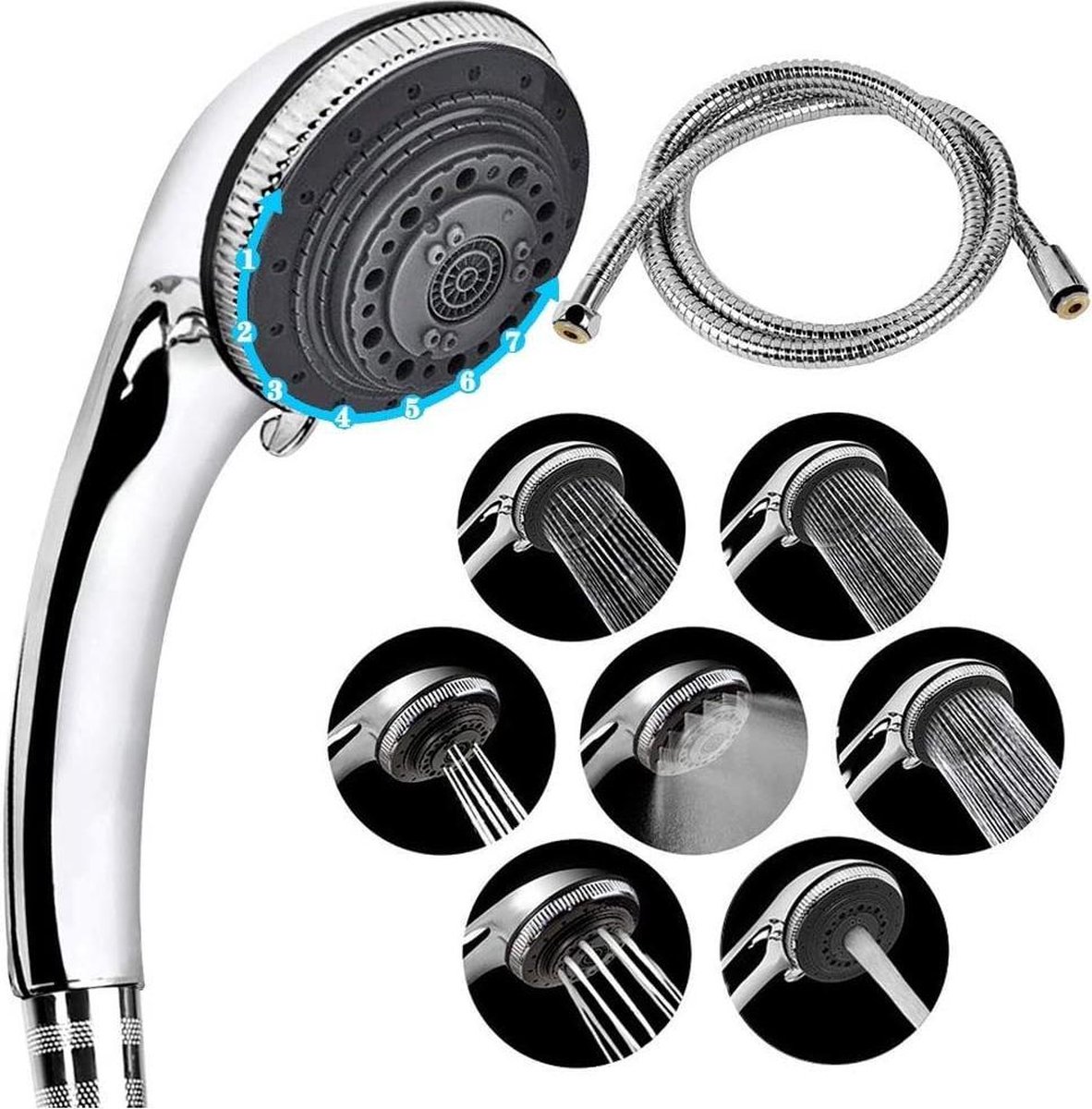 Gutos Lucksun douchekop en slang, 7 standen, grote luxe