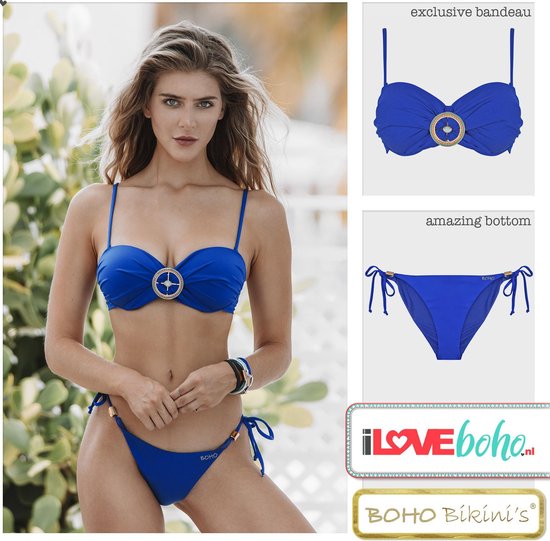 Bikini 2022 - Bikini blauw - BOHO bikini's top – exclusive – lapiz blauw - M -... | bol.com