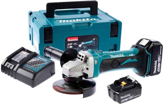 Makita DGA452RMJ 18V Li-ion Accu haakse slijper set (2x 4.0Ah accu) in Mbox  - 115mm | bol.com