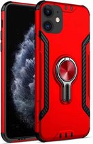 Metalen ringhouder 360 graden roterende TPU + pc beschermhoes voor iPhone 12 (rood)