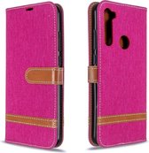 Voor Xiaomi Redmi Note 8T Kleuraanpassing Denim Textuur Horizontaal Flip PU lederen tas met houder & kaartsleuven & portemonnee & draagkoord (rose goud)