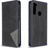 Voor Xiaomi Redmi Note 8T Rhombus Texture Horizontal Flip Magnetische lederen tas met houder en kaartsleuven (zwart)