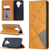 Voor Nokia 5.4 Rhombus Texture Horizontale Flip Magnetische Leren Case met Houder & Kaartsleuven & Portemonnee (Geel)