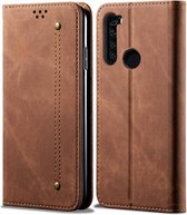 Voor Geschikt voor Xiaomi Redmi Note 8 Denim Texture Casual Style Horizontale Flip Leather Case met houder & kaartsleuven & portemonnee (bruin)