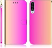Voor Galaxy A90 5G geÃ¯miteerd spiegelend oppervlak Horizontaal flip lederen tas met houder & kaartsleuven & portemonnee en draagkoord (kleurverloop)