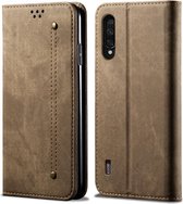 Voor Xiaomi Mi CC9e / Mi A3 Denim Textuur Casual Stijl Horizontaal Flip Leren Tas met Houder & Kaartsleuven & Portemonnee (Khaki)