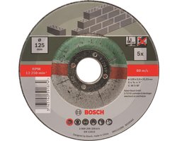 Bosch slijpschijven set - Voor steen - 125 x 2,5 mm - gebogen - 5 stuks