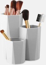 Make-up borstel houder-Make-up organizer- Cosmetische opbergbox-Kwastenhouder-Pen houder-Organizer-Tafel Organizer-houder-3 in1-Grijs