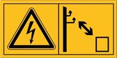 Combinatie-etiket houd voldoende afstand van elektrische hoogspanningskabels 35 x 68 mm - liggend