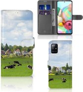 Wallet Book Case Geschikt voor Samsung Galaxy A71 Smartphone Hoesje Hollandse Koeien