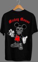 RYMN half oversized t-shirt bad Mickey Mouse zwart met rood