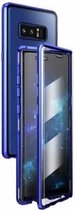 Voor Samsung Galaxy Note 8 magnetisch metalen frame dubbelzijdig gehard glazen hoesje (blauw paars)