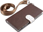 Wave Point horizontale flip lederen hoes met kaartsleuven en houder & portemonnee en draagkoord voor Galaxy Note 10+ (bruin)