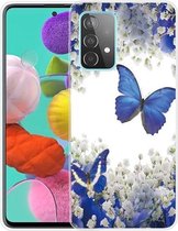 Voor Samsung Galaxy A72 5G gekleurde tekening patroon zeer transparante TPU beschermhoes (witte bloem vlinder)