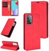 Voor Samsung Galaxy A52 5G Retro-skin Business magnetische zuignap lederen tas met houder & kaartsleuven & portemonnee (rood)