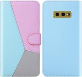 Voor Galaxy S10e Tricolor Stitching Horizontale Flip TPU + PU lederen tas met houder & kaartsleuven en portemonnee (blauw)