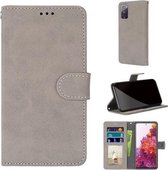 Voor Samsung Galaxy S20 FE / S20 FE Lite Retro Frosted Horizontale Flip PU lederen tas met houder & kaartsleuven & portemonnee & fotolijst (grijs)