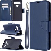 Voor LG K61 Retro Lamsvacht Textuur Pure Kleur Horizontale Flip PU Lederen Case met Houder & Kaartsleuven & Portemonnee & Lanyard (Blauw)