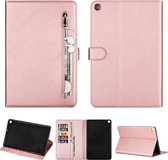 Voor Samsung Galaxy Tab A10.1 T510 / T515 Tablet Mode Kalfsstructuur Rits Horizontale Flip Leren Case met Standaard & Kaartsleuven & Portemonnee & Wek- / Slaapfunctie (Rose Goud)