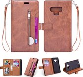 Voor Samsung Galaxy Note9 Multifunctionele Rits Horizontale Flip Leren Case met Houder & Portemonnee & 9 Kaartsleuven & Lanyard (Bruin)