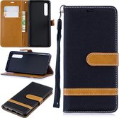 Kleurafstemming Denim Texture Leather Case voor Huawei P30, met houder & kaartsleuven & portemonnee & lanyard (zwart)