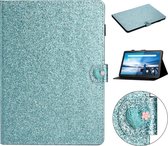 Voor lenovo tab m10 x605f x505 glitter poeder liefde gesp horizontale flip lederen case met houder & kaartsleuven (blauw)