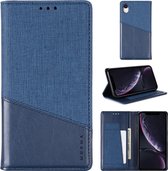 Voor iPhone XR MUXMA MX109 horizontale flip lederen tas met houder & kaartsleuf & portemonnee (blauw)