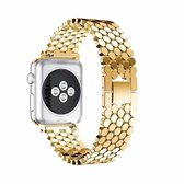 Voor Apple Watch Series 5 en 4 44 mm / 3 en 2 en 1 42 mm honingraat roestvrij stalen horlogeband (goud)