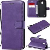 Voor Nokia 1.3 effen kleur horizontale flip beschermende lederen tas met houder & kaartsleuven & portemonnee & fotolijst & lanyard (paars)