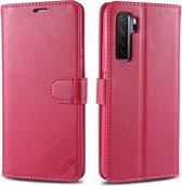 Voor Huawei Nova 7 SE AZNS Schapenvacht Textuur Horizontale Flip Leren Case met Houder & Kaartsleuven & Portemonnee (Rood)