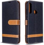 Voor Huawei Y6P Kleuraanpassing Denim Textuur Horizontale Flip Leren Case met Houder & Kaartsleuven & Portemonnee & Lanyard (Zwart)