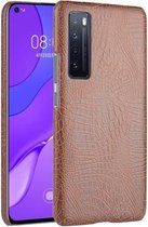 Voor Huawei Nova 7 schokbestendige krokodiltextuur pc + PU-hoes (bruin)