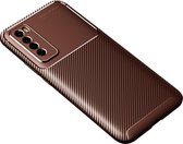Voor Huawei Nova 7 Carbon Fibre Texture Shockproof TPU Case (Bruin)