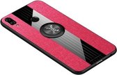 Voor Huawei Honor Play XINLI Stitching Cloth Textue Shockproof TPU beschermhoes met ringhouder (rood)