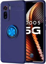 Voor VIVO IQOO 5 metalen ringhouder 360 graden roterende TPU-hoes (blauw + blauw)