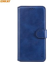 Voor Samsung Galaxy A21 ENKAY Hat-Prince horizontale flip lederen tas met houder & kaartsleuven en portemonnee (donkerblauw)
