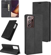 Voor Samsung Galaxy Note20 Ultra Retro-skin Business magnetische zuignap lederen tas met houder & kaartsleuven & portemonnee (zwart)