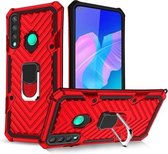 Voor Huawei Y7p Cool Armor PC + TPU schokbestendig hoesje met 360 graden rotatie ringhouder (rood)