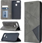 Voor OPPO A5 Prismatisch onzichtbaar magnetisch horizontaal flip lederen tas met houder & kaartsleuven en fotolijst (grijs)