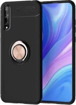 Voor Huawei Enjoy 10s metalen ringhouder 360 graden roterende TPU-hoes (zwart + roségoud)