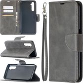 Voor OPPO Realme 6 Retro Lambskin Texture Pure Color Horizontale Flip PU Leather Case, met houder & kaartsleuven & portemonnee & lanyard (grijs)