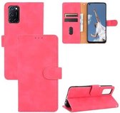 Voor OPPO A52 / A72 / A92 Effen Kleur Huidgevoel Magnetische Gesp Horizontale Flip Kalf Textuur PU Lederen Case met Houder & Kaartsleuven & Portemonnee (Rose Rood)