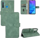 Voor OPPO Realme 5 / Realme 5s Effen kleur Huidgevoel Magnetische gesp Horizontale flip kalftextuur PU lederen tas met houder & kaartsleuven & portemonnee (groen)